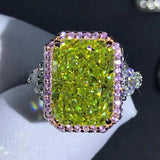 Luxury 3EX 6CT VVS Apple Green AAAAA Lab Created Gemstone Big Rings - Wedding Engagement Fine Jewellery - The Jewellery Supermarket