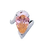 Amazing Luxury Water Drop 8ct Lab Created Pink Diamond Sterling Silver Big Ring for Women - Fine Jewellery - The Jewellery Supermarket