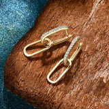 Trendy 14KGP Moissanite Diamonds 0.3CT D Color Paperclip Link Silver Huggie Hoop Earrings Fine Jewellery - The Jewellery Supermarket