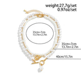 Trendy Elegant Imitation Pearl Multi-layer Necklace - Minimalism Beads Gold Color Choker Necklace For Girls - The Jewellery Supermarket