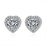 Heart Shape 2 Carat Moissanite Diamond Earrings Sterling Silver Sparkling Stud Earring For Women - Fine Jewellery - The Jewellery Supermarket