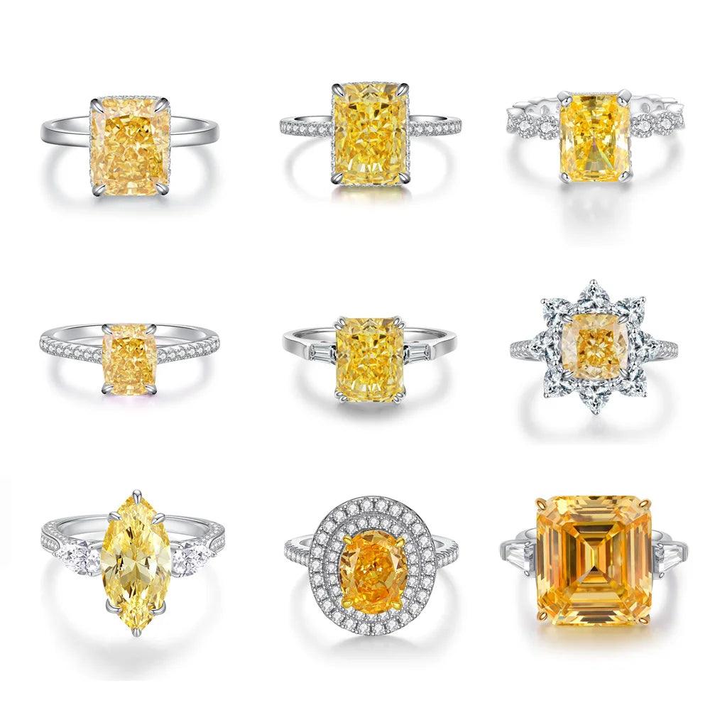 Splendid Yellow Ice Flower Cut Radiant Cut AAAAA High Carbon Big Women's Rings -  Popular Fine Jewellery - The Jewellery Supermarket