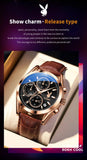 Luxury Brand Original Quartz Watch for Men - Leather Strap Chronograph Waterproof Auto Date Sports Men's Wristwatch - The Jewellery Supermarket