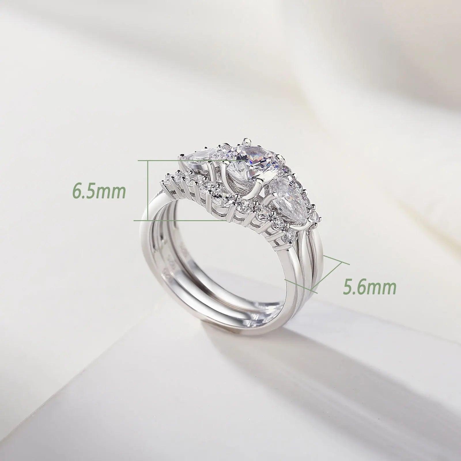 Superb Round Cut AAAAA Quality High Carbon Lab Created Diamond 3Pcs Wedding Engagement Ring Set for Women - The Jewellery Supermarket