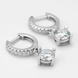 Awesome D Colour 5mm 6.5mm Platinum Plated Full Moissanite Diamonds Hoop Earrings  Silver  Fine Jewellery