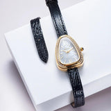 Exquisite Retro Women Snake Head Leather Strap Fashion Premium Quartz Watch with Crystals - Quality Watches for Women