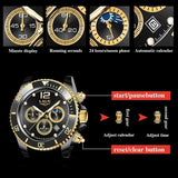 New Business Luxury Gold Chronograph Quartz Luminous Waterproof Auto Date Wristwatches for Men - The Jewellery Supermarket