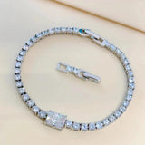 100% Real 6*8mm 2ct Radiant Cut Moissanite Diamonds Tennis Bracelet for Woman - Party Silver Diamond Link Bracelets
