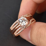 Dazzling Solitaire Round Cut AAAAA Quality High Carbon Lab Created Diamond Eternity Stacking Rings Set - The Jewellery Supermarket