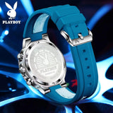 Famous Brand Sport Chronograph Quartz Watch Fashion Blue Silicone Strap Waterproof Multifunctional Design Wristwatch - The Jewellery Supermarket
