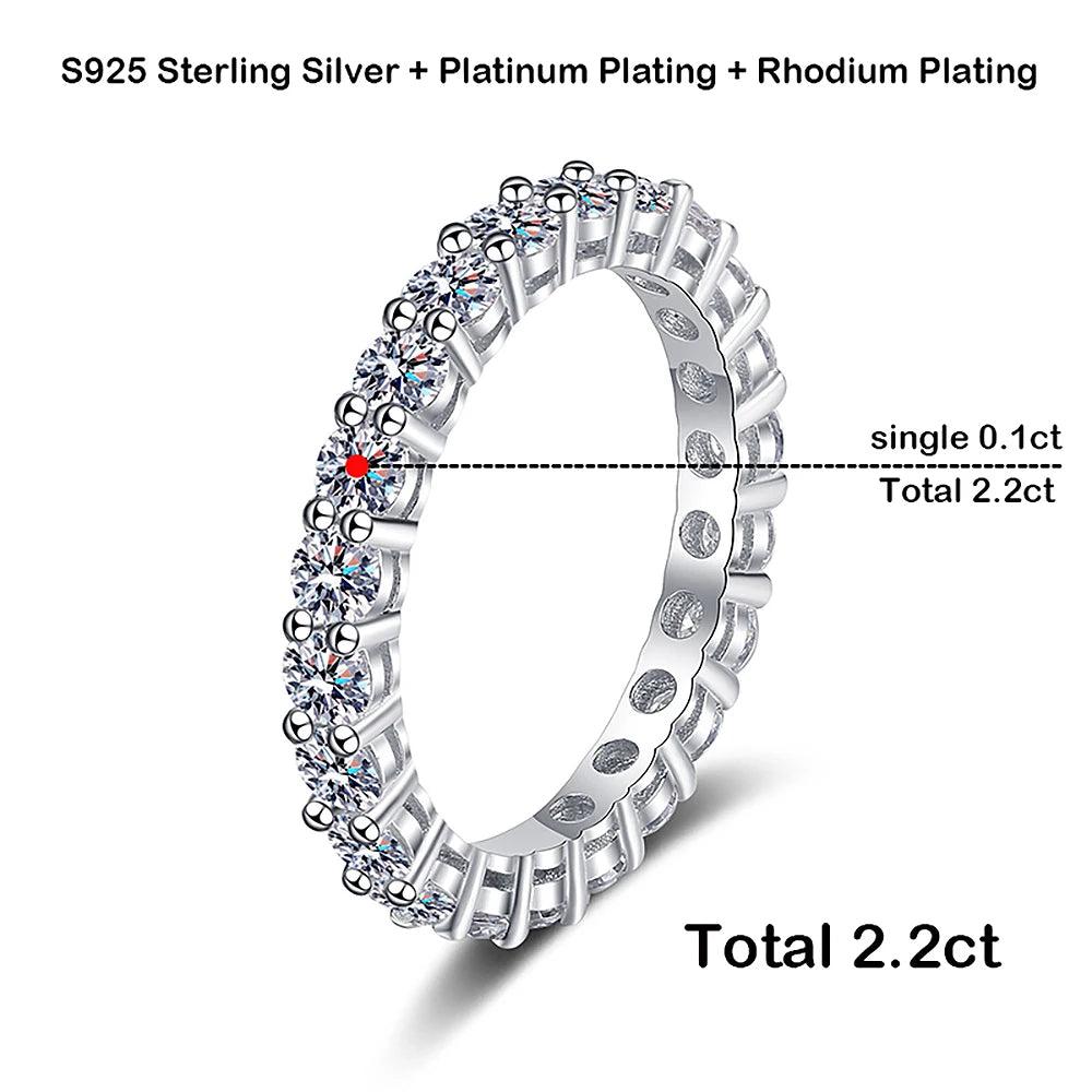 Adorable 18K YGP 2.2 CT Moissanite Diamonds Eternity Rings for Women - Engagement Wedding Fine Rings - The Jewellery Supermarket