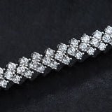 Luxury New D Colour VVS1 3-Row Full Moissanite Diamonds Tennis Bracelets - Silver Heart Bracelets Fine Jewellery