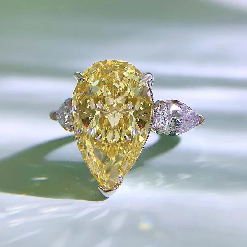 Sensational Luxury Pear Cut Topaz AAAAA High Carbon Diamond Party Wedding Engagement Jewellery Big Rings - The Jewellery Supermarket