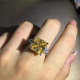 Outstanding 18KGP Princess Cut 6CT VVS Lab Grown Fancy Yellow Sapphire Faceted Gemstone Big Ring , Luxury Jewellery  - The Jewellery Supermarket