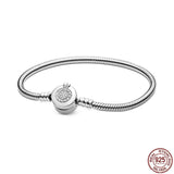 New Sterling Silver Classic Bucket Buckle Shiny Heart-shaped Charm Bracelets - Original Charm Fashion Jewellery - The Jewellery Supermarket