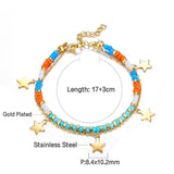 Stainless Steel Mixed Color Beaded Charm Bracelets Bangles for Women - Gold Colour Star Pendants Jewellery - The Jewellery Supermarket