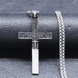 Spanish Lord's Prayer Cross Necklace Stainless Steel Religious Scripture Necklaces - Christian Gift Jewellery