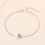 Trendy 100% Real GRA Certified 1CT Moissanite Diamonds Bracelets for Women - Silver Diamond Link Bracelets