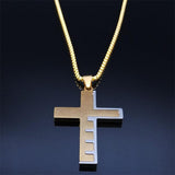 Cross Christian Church Prayer Necklace - Stainless Steel Gold Colour Bible Amulet Necklaces Jewellery - The Jewellery Supermarket