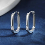 Excellent 2mm D Colour VVS1 Moissanite Diamonds Oval Hoop Earrings For Women - Silver Ear Buckles Fine Jewellery - The Jewellery Supermarket