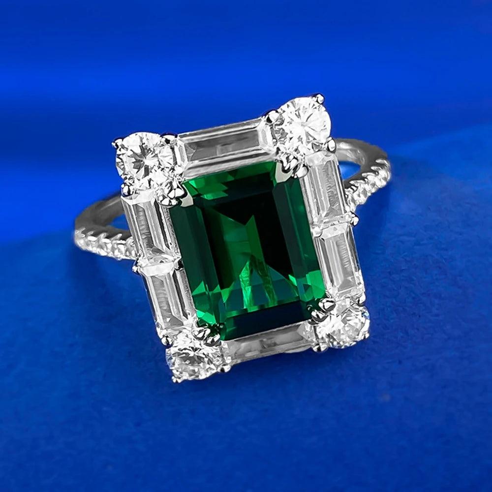 Terrific 18K Gold Plated Lab Created Emerald Diamond Big Rings for Women Sterling Silver Fine Jewellery - The Jewellery Supermarket