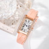 Luxury Design Vintage Classic Cz Diamonds Starry Square Simple and Stylish Roman Numeral Casual Quartz Wristwatch