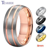 New Domed Grooved Finish 8MM Mens Womens Multicolor WeddingComfort Fit  Tungsten Carbide Rings - Fashion Jewellery - The Jewellery Supermarket