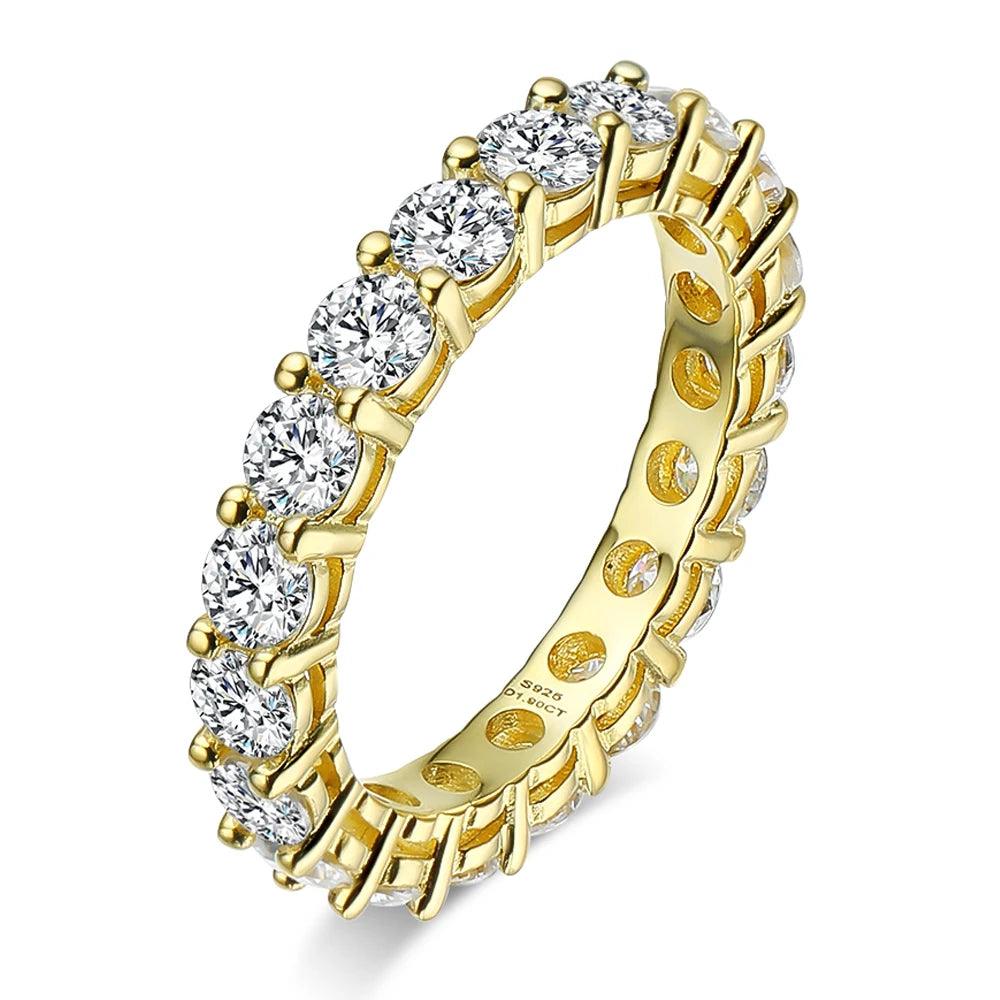 Stunning Real D Color Full Moissanite Diamonds Row Eternity Rings - Silver Pt950 Plated Fine Jewellery  - The Jewellery Supermarket