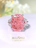 Luxury Radiant Cut 12 Carat Pink Colour High Quality AAAAA High Carbon Diamond High Definition Fine Jewellery Rings - The Jewellery Supermarket