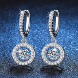 Stunning Pt950 Plated Stud Earrings Inlaid with 1 Carat a Pair D Colour Moissanite Diamonds Silver Luxury Earrings