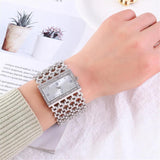 Fashion Light luxury Square CZ Diamonds Quartz Watches - Gold Colour Stainless Steel Bracelet - The Jewellery Supermarket