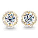 Sparkling Pt950 Plated Four Claw D Color 5mm 6.5mm 8mm Full Moissanite Diamonds Stud Earrings Silver Fine Jewellery - The Jewellery Supermarket