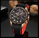 Top Luxury Brand Fashion Silicone Strap Date Casual Sports Waterproof Chronograph Quartz Watches for Men - The Jewellery Supermarket