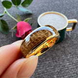 Nice Whisky Wood 8MM Domed Polished Finish Tungsten Comfort Fit Wedding Rings for Men and Women - The Jewellery Supermarket