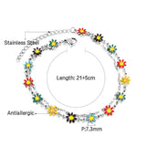 New Boho Colorfully Flower Anklet For Women - Daisy Stainlesss Steel Beach Chain Waterproof Jewellery - The Jewellery Supermarket