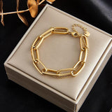 316L Stainless Steel Fashion Link Chain Bangle Charm Bracelets for Women - Exquisite Gold Colour Jewellery - The Jewellery Supermarket