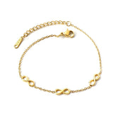 Dainty Gold Colour Stainless Steel Charm Bracelets - Crystal Evil Eyes Tree of Life Hamsa Hand Elephant Chain - The Jewellery Supermarket