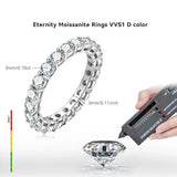 Luxury 3mm 0.1CT 5mm 0.5CT Moissanite Diamonds Eternity Rings - Silver Wedding Engagement Fine Jewellery - The Jewellery Supermarket
