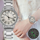 New Arrival Luxury Casual Retro Roman Rhinestone Luminous Quartz Steel Strap Wrist Watches for Women - The Jewellery Supermarket