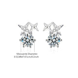 Eight-Pointed Star VVS1 D Colour Moissanite Diamonds Stud Earrings for Women Simple Style S925 Silver Fine Jewellery - The Jewellery Supermarket