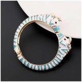 New Arrived Women's Gold Plated Cuff Bangle Statement Braelet Animal Style with Enamel Colorful Horse Bracelet Double Colors - The Jewellery Supermarket