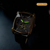 New Luxury Brand Tonneau Moon Phase Automatic Tourbillon Skeleton Mechanical Leather Belt Luminous Dial Watches - The Jewellery Supermarket