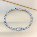 100% Real 6*8mm 2ct Radiant Cut Moissanite Diamonds Tennis Bracelet for Woman - Party Silver Diamond Link Bracelets - The Jewellery Supermarket