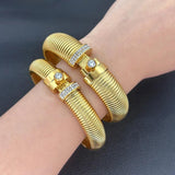 High Quality Creative Stainless Steel Charm CZ Bangle Bracelet Women - Polished Pvd Gold Plated OL Wear Jewellery