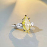 Excellent 18K Gold Plated Silver Marquise Cut Lab Sapphire Citrine AAAAA High Carbon Diamonds Big Ring, Fine Jewellery - The Jewellery Supermarket