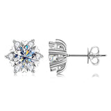 New Classic 6-claw Snowflake Design Moissanite Earrings for Women, Fashionable S925 Silver Fine Jewellery - The Jewellery Supermarket