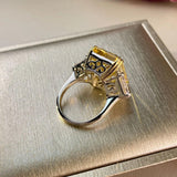 Gorgeous Sterling Silver 13x16MM AAAAA Citrine High Carbon Diamond Gemstone Big Ring - Luxury Fine Jewellery - The Jewellery Supermarket