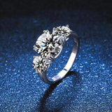 Superb 3 Stone 3ct D Color VVS1 Moissanite Diamond Platinum Plated Engagement Wedding S925 Silver Rings