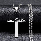 Fashion Big Long Cross Jesus Stainless Steel Christian Necklace - Gold Colour Chain Necklace Jewellery - The Jewellery Supermarket