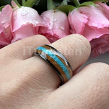 New Arrival Turquoise Whisky Wood Inlay 4 Colors For Your Choice 8mm Men Women Tungsten Engagement Wedding Rings